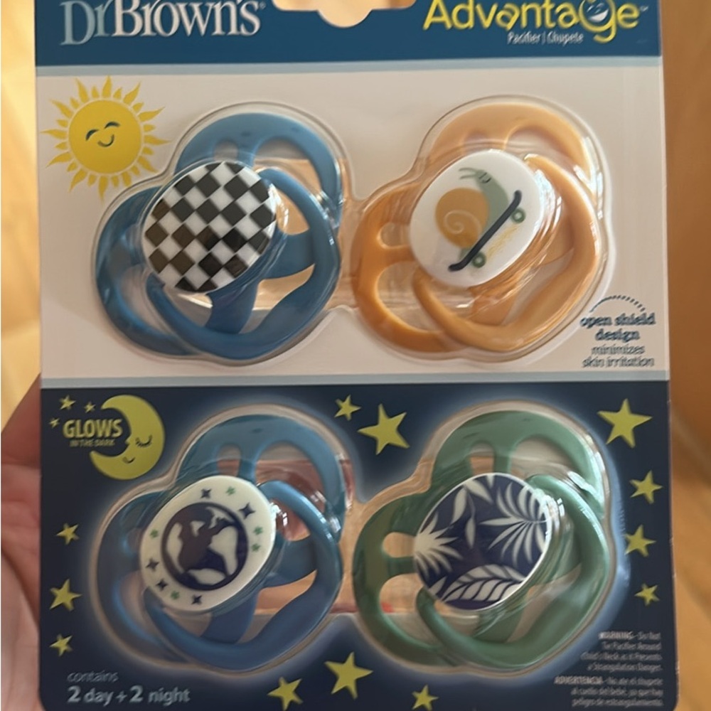 Dr. Brown's Advantage Pacifiers - Blue, Orange, Green